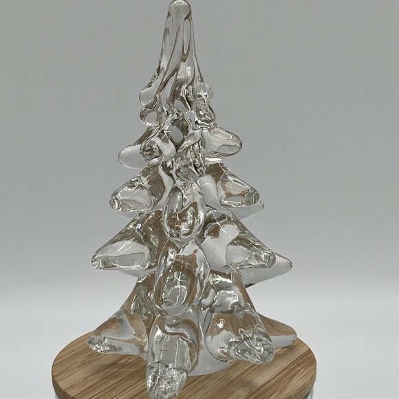 Vintage Crystal Clear Glass Art Christmas Tree 6" Heavy Paperweight Decor - Picture 3 of 7